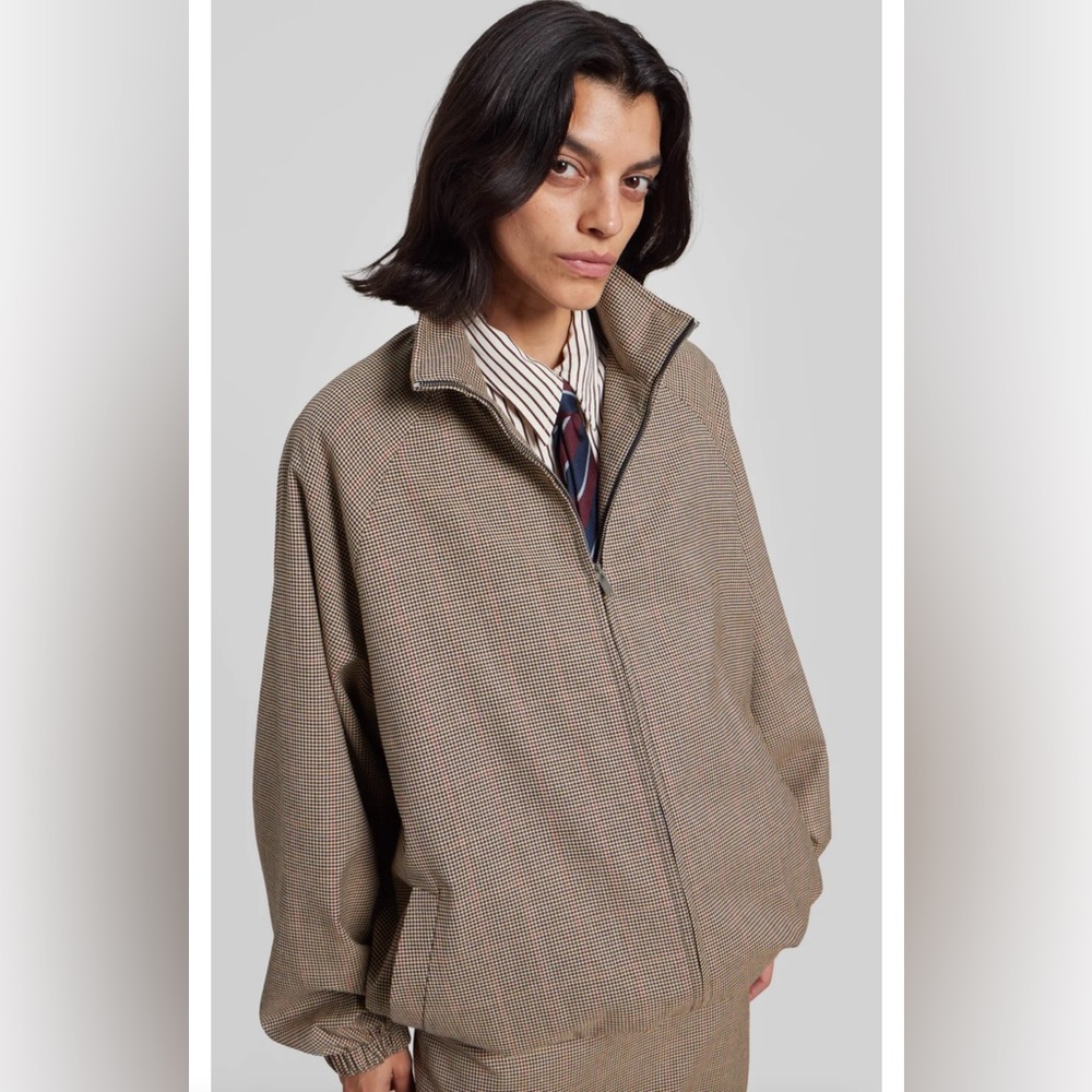 THE FRANKIE SHOP - BAXTER HOUNDSTOOTH TRACK JACKET - BEIGE size S